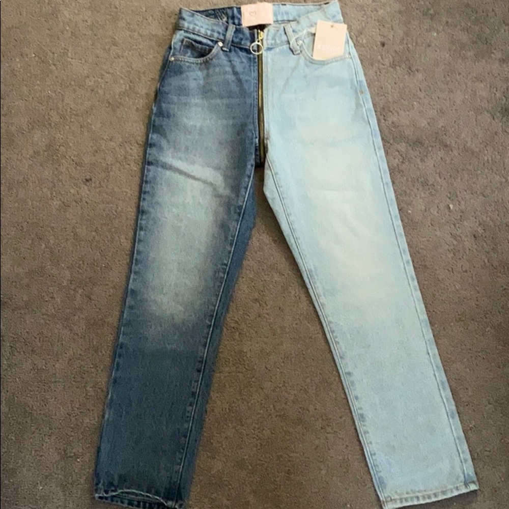 Revice two - tone zip up denim